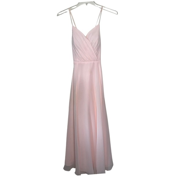 David’s Bridal Spaghetti Strap Full Skirt Petal Bridesmaids Dress Size 10 - Picture 2 of 10